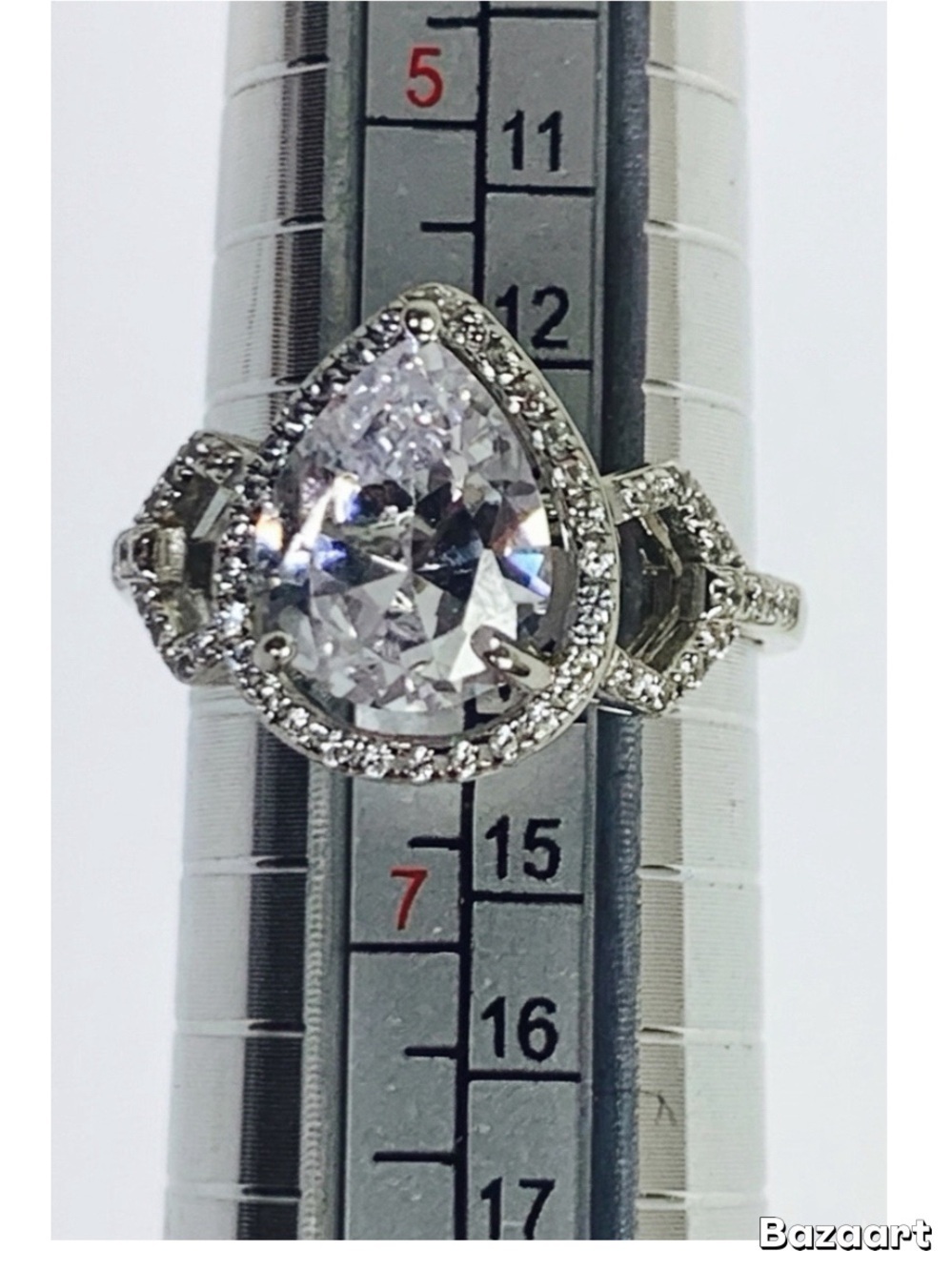 JTV Bella Luce Pear Cut CZ Halo Ring Size 6 Sterling silver 925